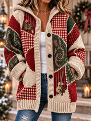 Women's Christmas Printed Long Coat