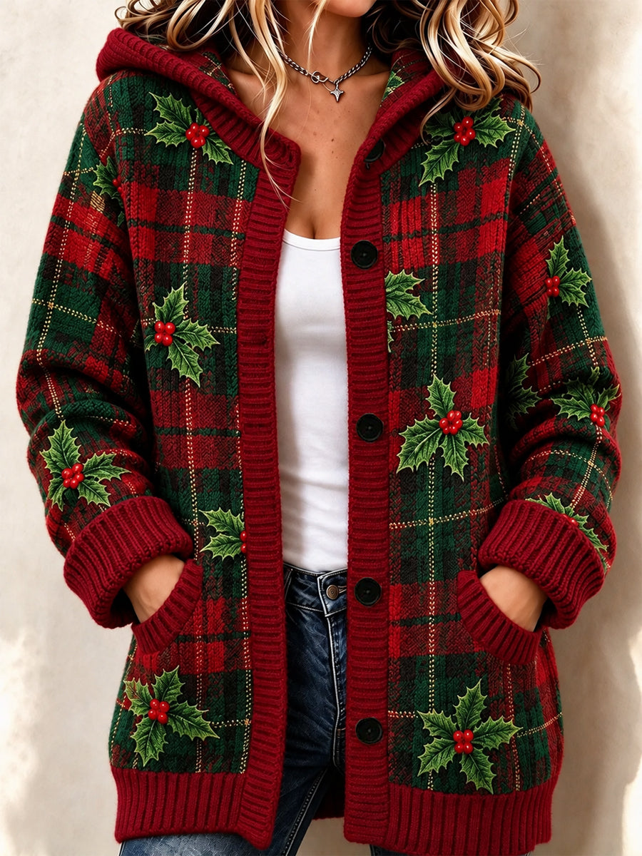 Women's Christmas Printed Long Coat