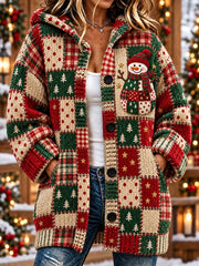 Women's Christmas Printed Long Coat