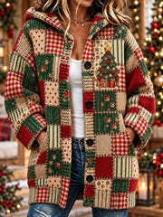 Women's Christmas Printed Long Coat