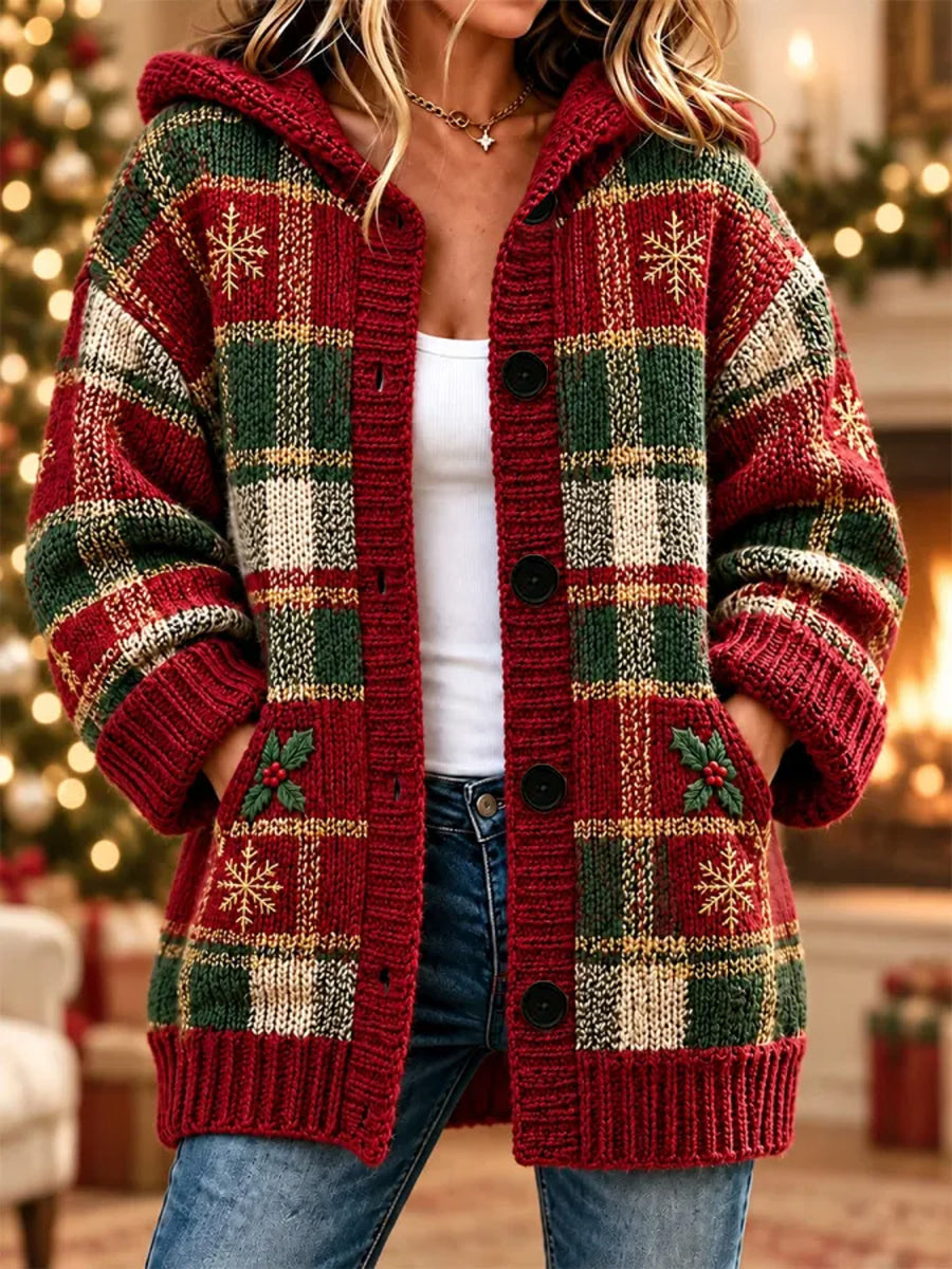 Women's Christmas Printed Long Coat