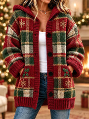 Women's Christmas Printed Long Coat