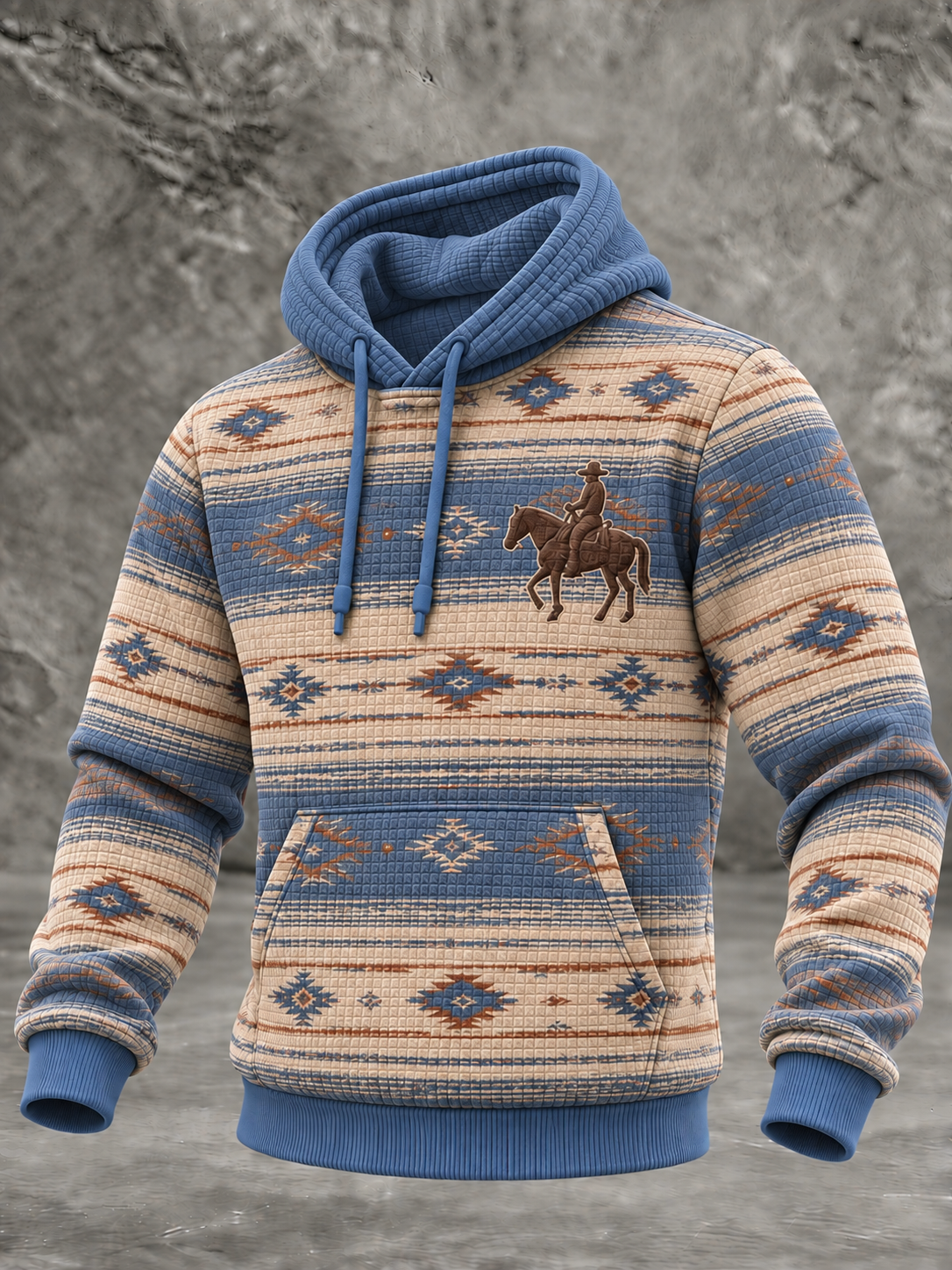 Men's West Checkered Cotton Hoodie