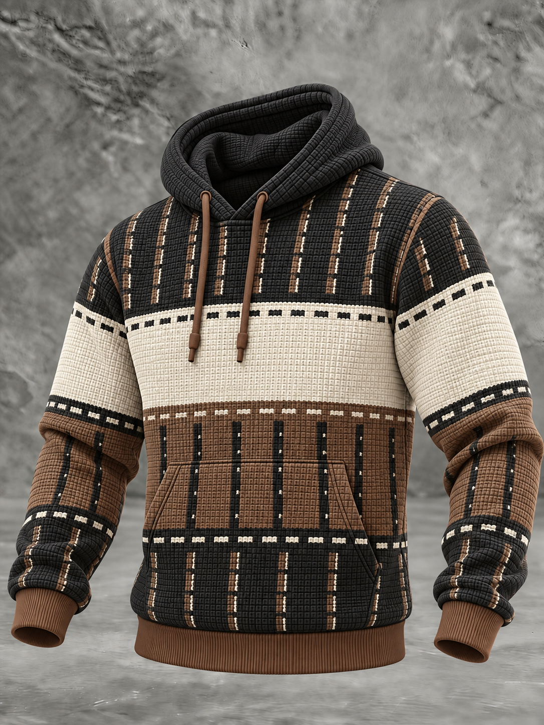 Men's West Checkered Cotton Hoodie