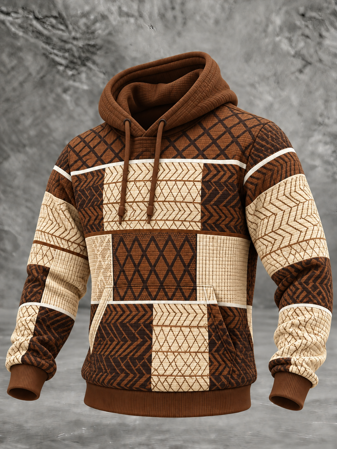 Men's West Checkered Cotton Hoodie