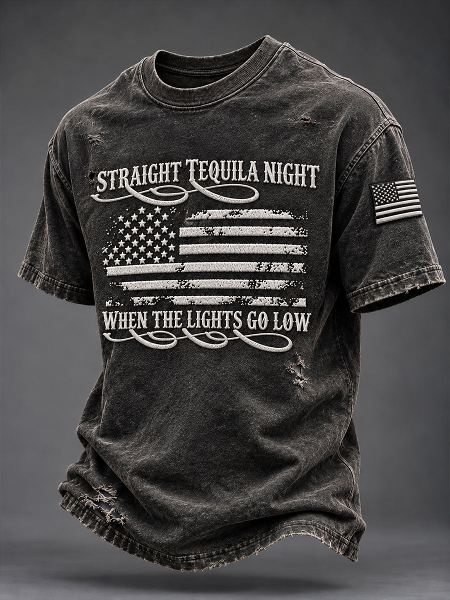 Men's Straight Tequila Night Print  T-shirt