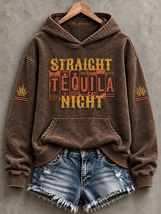 Women's Straight Tequila Night Print  Hoodies