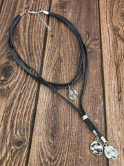 Women's adjustable round pendant necklace