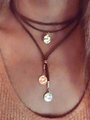 Women's adjustable round pendant necklace