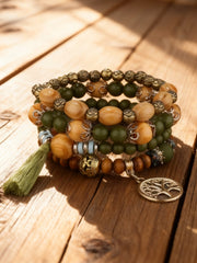 Women's Viking Tree of Life Bohemian Multi-Layer Wooden Bead Bracelet
