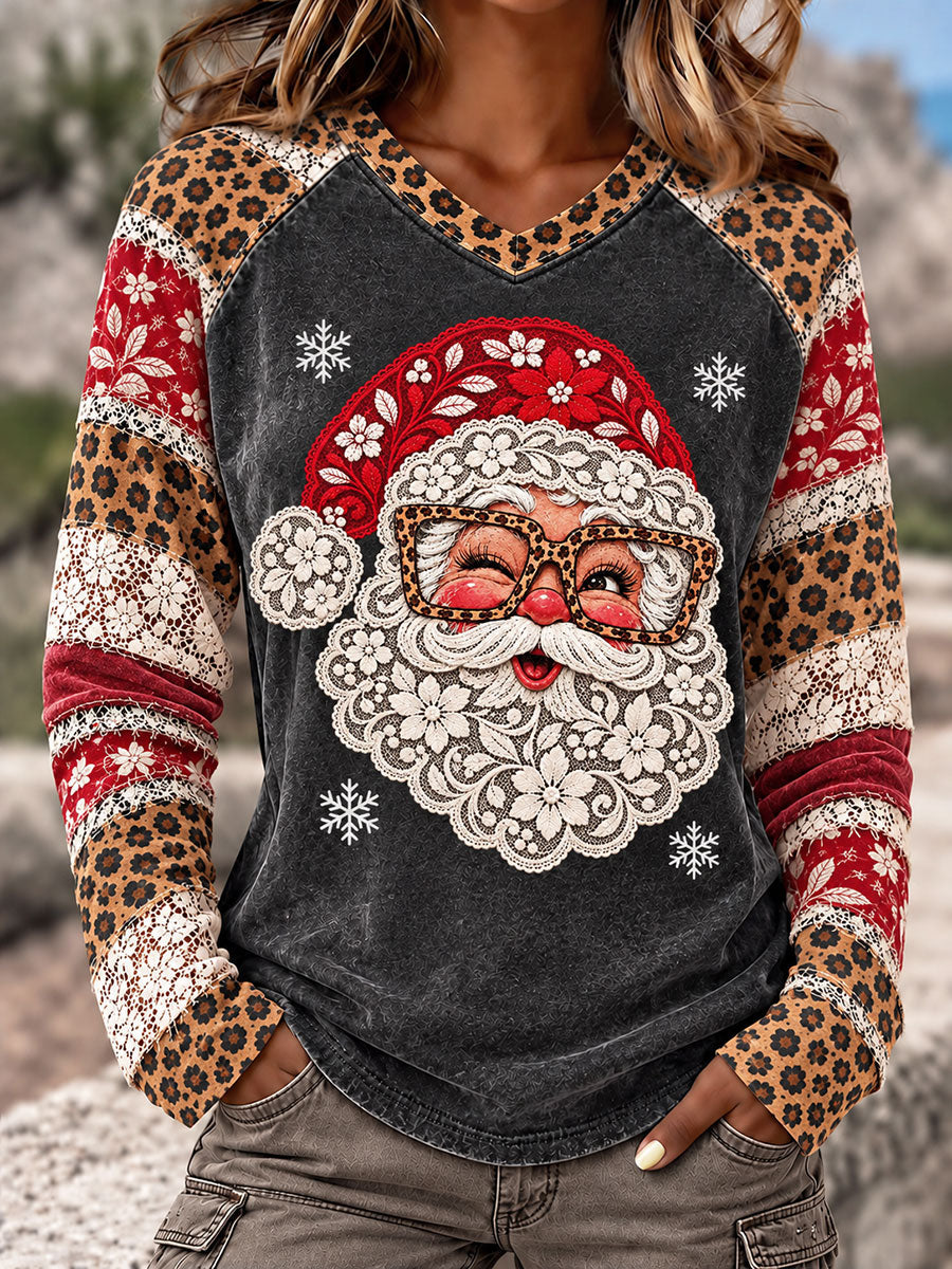 Women's Santa Claus V-neck T-shirts