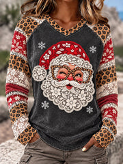 Women's Santa Claus V-neck T-shirts