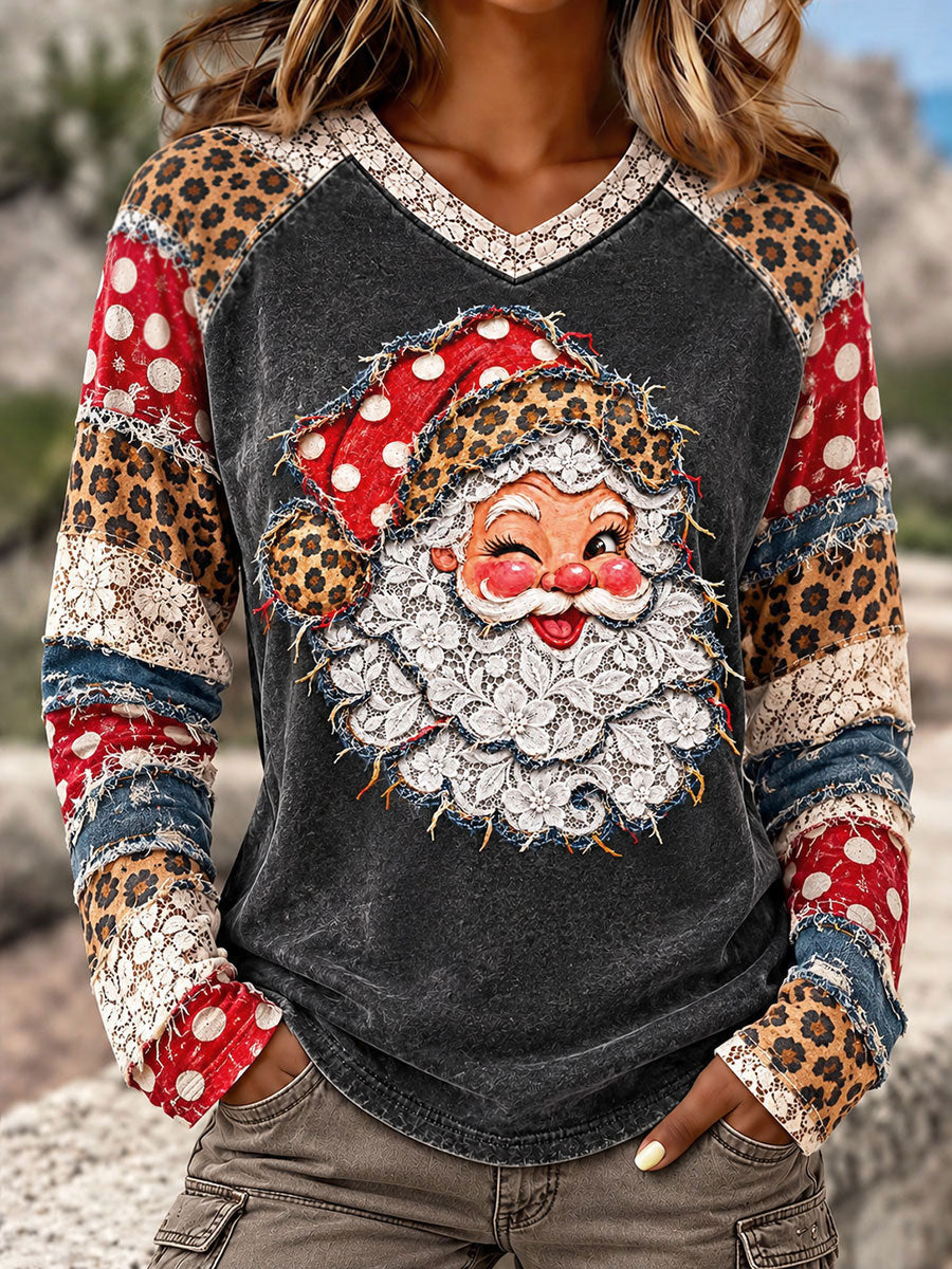 Women's Santa Claus V-neck T-shirts