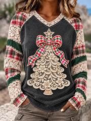 Women's Christmas Tree V-Neck T-Shirts