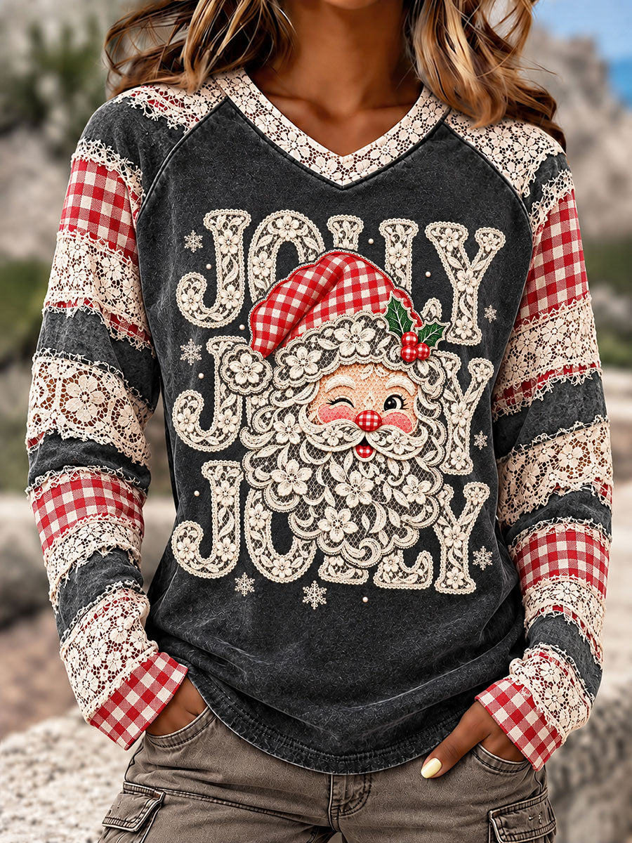 Women's Santa Claus V-neck T-shirts