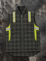 Men's Outdoor Plaid-Panel Work Print Coat