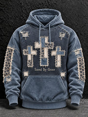 Men's Cross Patchwork Print Casual Hoodie