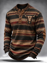 Men's Western Vintage Print Long Sleeve T-Shirt