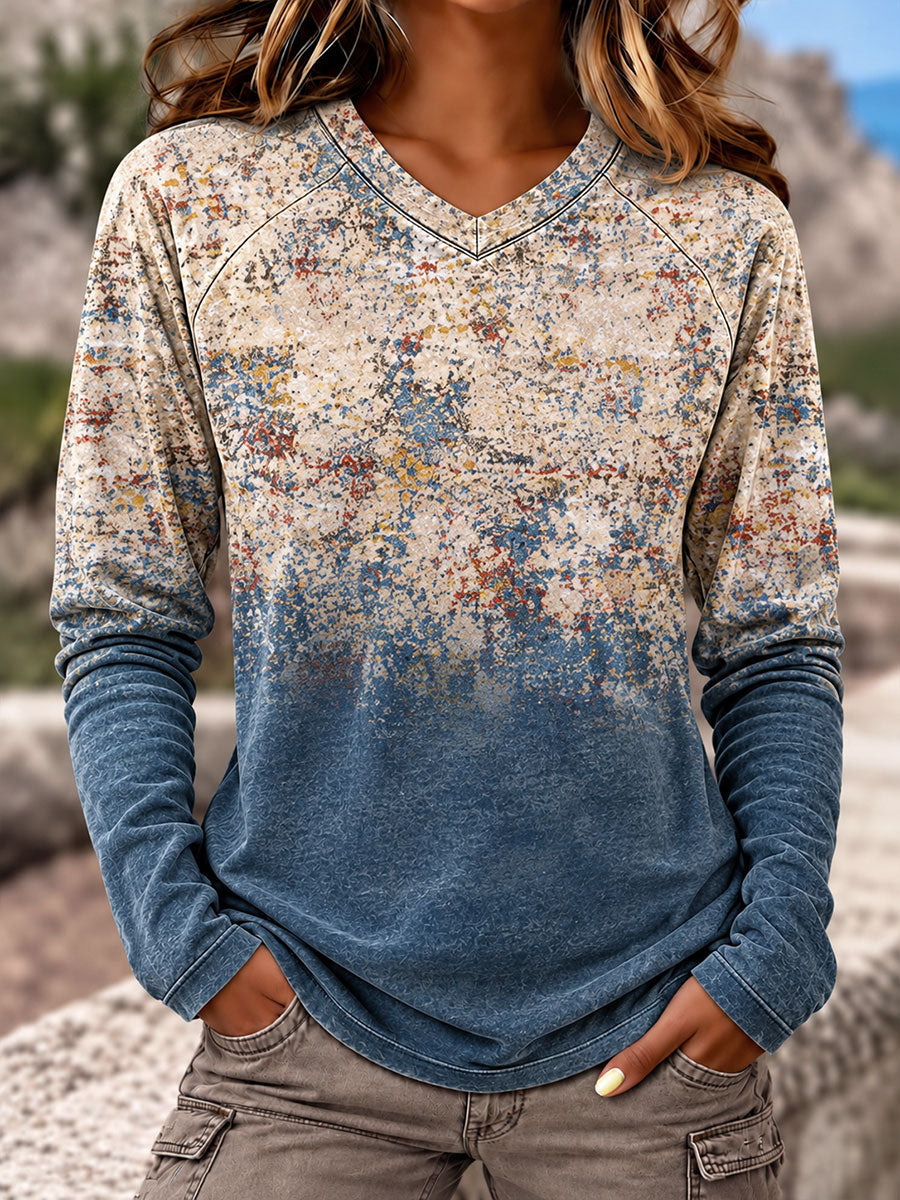 Women's Western Style Art Print V-Neck T-Shirts