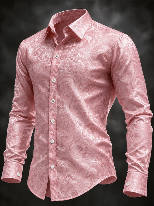 Men's Pink Art Print Long Sleeve Shirt