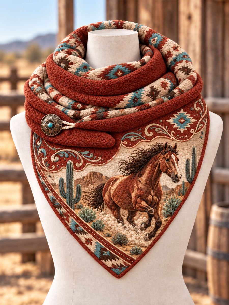 Unisex Retro Western Buffalo Print Scarf