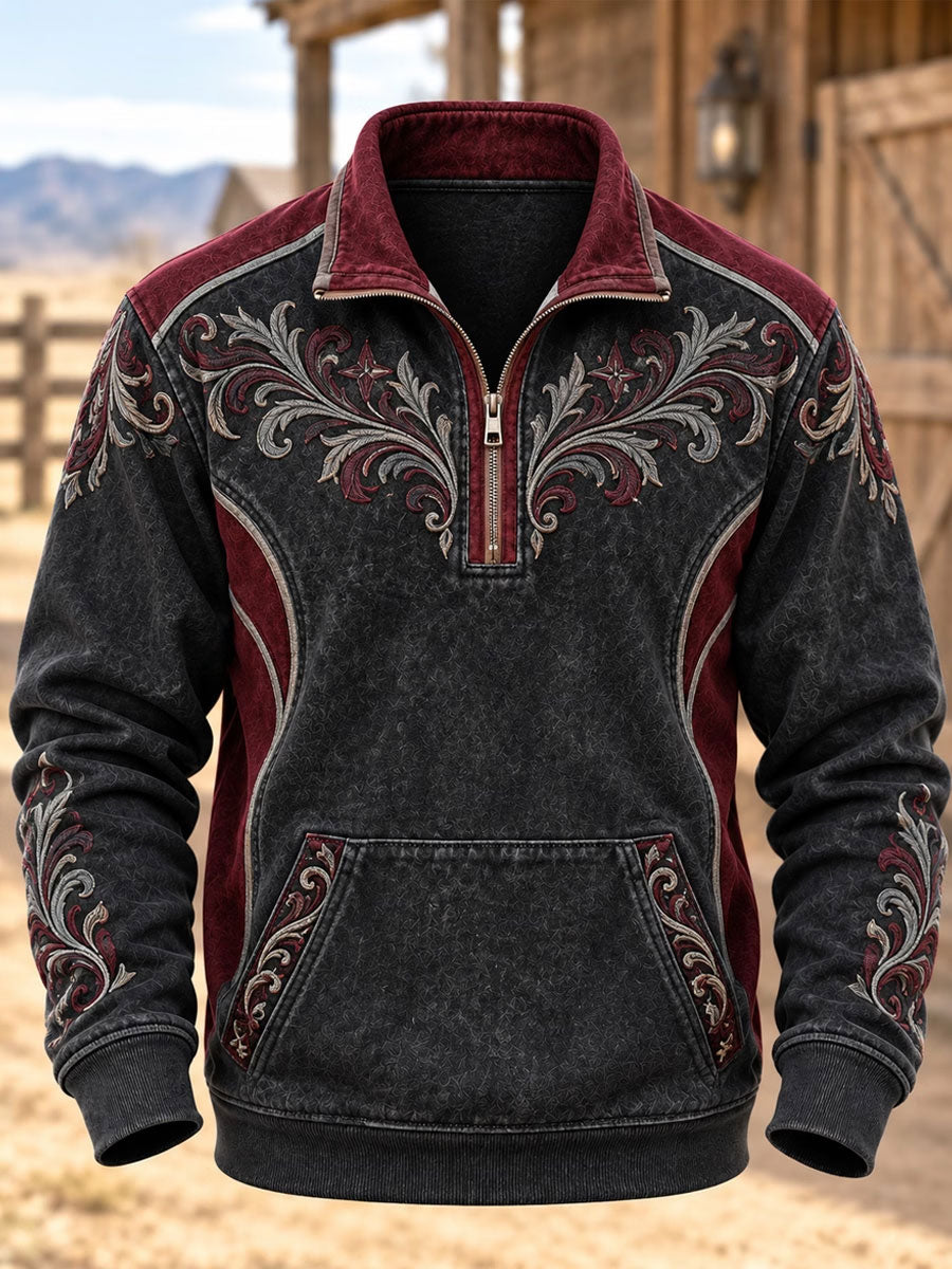 Men's Western-style printed Zip-Up Hoodie