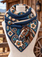 Women's Retro Western Horse Print Scarf